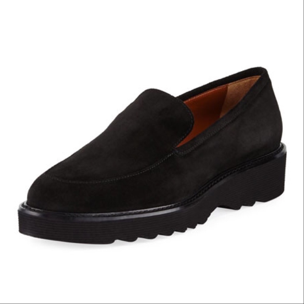 Aquatalia Kelsey Suede Platform Loafer Size 5.5
